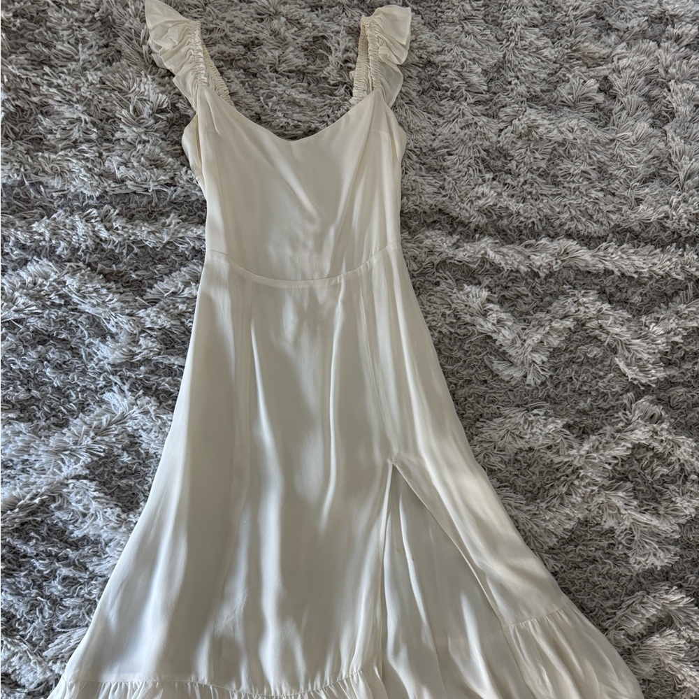Reformation Cream Maxi Dress with Ruffle Straps